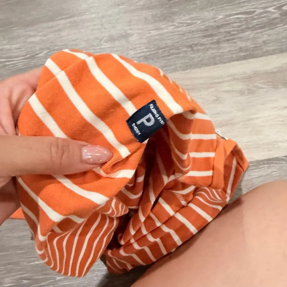Polarn O. Pryet Orange Striped Long Sleeve 9-10 years